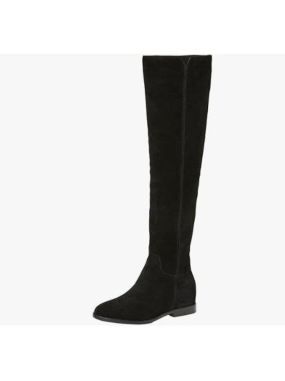 Pazzion Women Almond Toe Knee High Boots with Partial Zipper Stretchy Cold Black